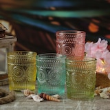 thumbnail of Trinkglas grün 280ml Wasserglas Saftglas Vintage Boho Blumenmuster