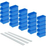 thumbnail of BRB Set - 25x Sichtstapelkästen Profi LB5, blau, Inhalt 0,85 Liter, LxBxH 175 x 100 x 75 mm inkl. 3 verz. Wand-Aufhängeschienen