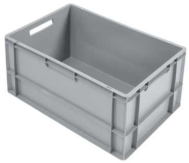 METRO Professional Contenitore Euro, polipropilene, 60 x 40 x 32 cm, 60 L, 25 kg, impilabile, con maniglia, grigio