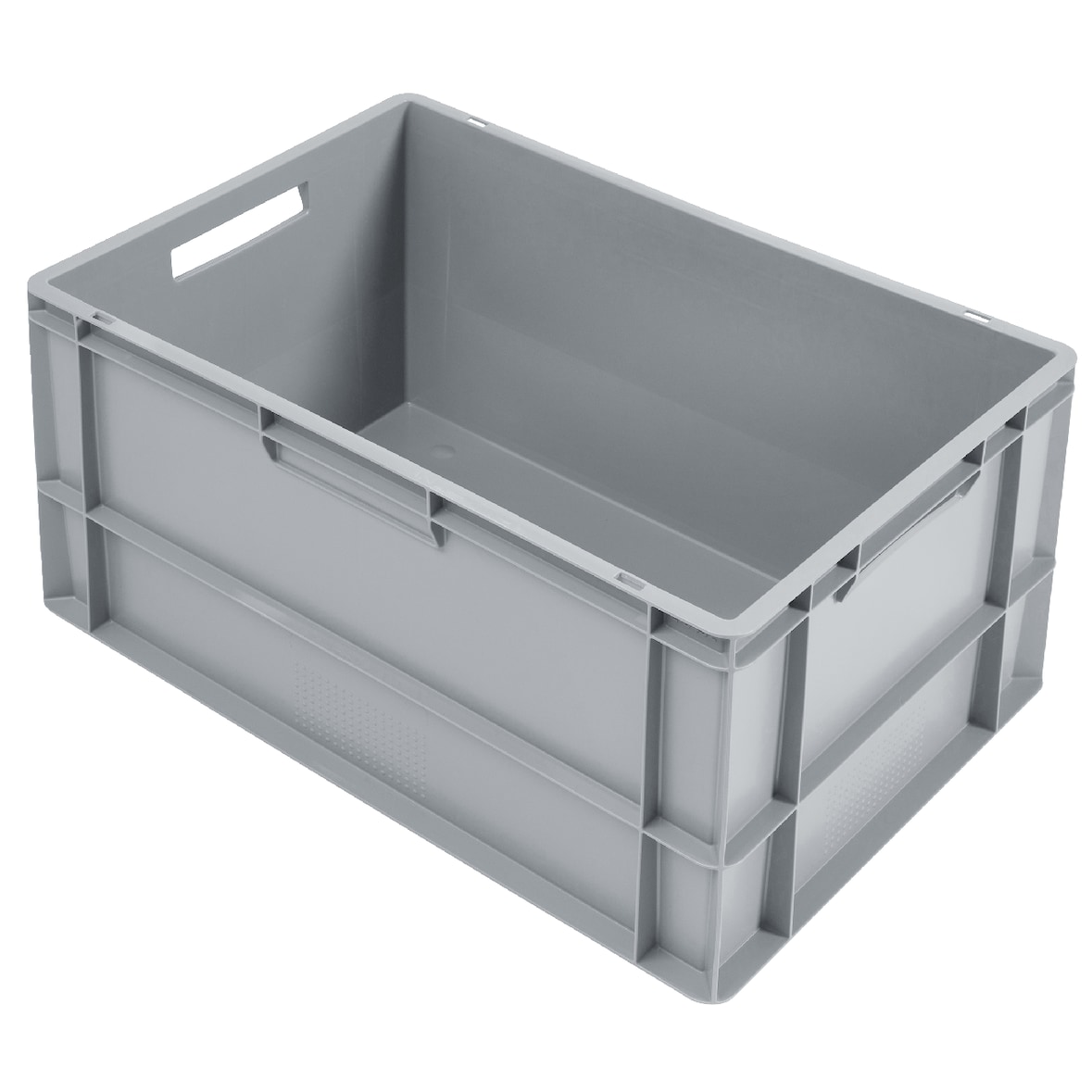 METRO Professional Contenitore Euro, polipropilene, 60 x 40 x 32 cm, 60 L, 25 kg, impilabile, con maniglia, grigio