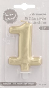 thumbnail of 12 Zahlenkerzen mit Halter 7 cm gold `1`