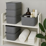 thumbnail of Relaxdays Aufbewahrungsbox 6er Set, mit Deckel, Organizer-Box 5 L, HBT: 13x26,5x19 cm, Stapelbox Kunststoff, grau