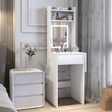 thumbnail of HOMCOM tocador de maquillaje con luces LED de color ajustable y espejo tocador con lateral abatible cajón compartimentos abiertos blanco