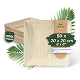 thumbnail of BIOZOYG 50 Stück Einwegteller 20x20cm Palmblatt-Teller, quadratisch, biologisch abbaubar, umweltfreundlich, kompostierbar, Wegwerfteller