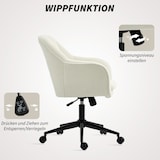 thumbnail of Bürostuhl Drehstuhl Stoff Samtoptik Beige 63x60x94 cm höhenverstellbar 49 bis 58 cm mit Wippfunktion 360 Grad und Rollen