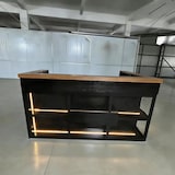 thumbnail of Bartheke, Empfangstheke, Metall-Holz-Bar, Kassenbereich, ideal für Bars, Restaurants und Geschäfte 180×50×100cm 【TWWW 180 ZJ60】