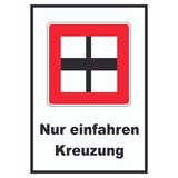 thumbnail of Nur einfahren in die Haupt­wasser­straße Kreuzung wenn niemand behindert wird Schild mit Symbol und Text A0 Rückseite selbstklebend