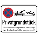 thumbnail of Parkverbotsschild, Privatgrundstück Widerrechtlich abgestellte Fahrzeuge - 400 x 300 x 2 mm Aluverbund