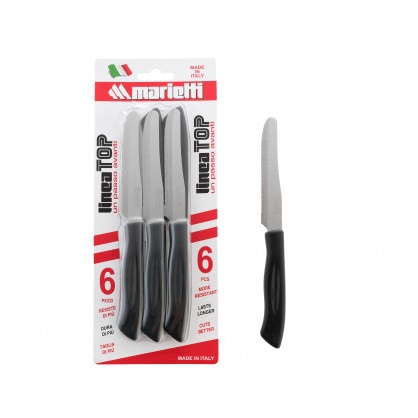 Coltello Tavola Marietti Top Conf. 6 Pz Lama Seghettata Doppia Affilatura M/plas