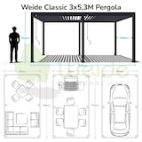 thumbnail of Weide Classic | Pergola Aluminium freistehend | 3 x 5,3 M | Lamellendach Ivory Sand