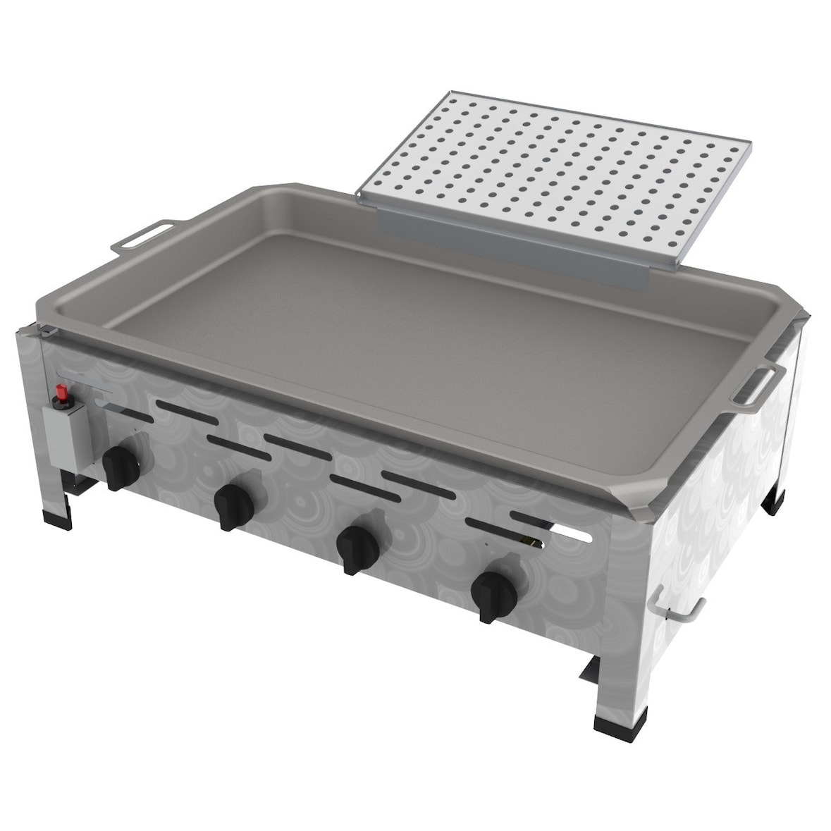 ChattenGlut Professional Gastrobräter 4-flammig Tischgerät 18,0kW und Reibekuchen Aufsatz