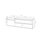 thumbnail of Wohnzimmer TV-Schrank, Viel Stauraum, 150x35x45cm, Für TV-Geräte bis 65“, Elektrischer Kamin, Hängend, Moderner Stil, Zementgrau _ 56_15