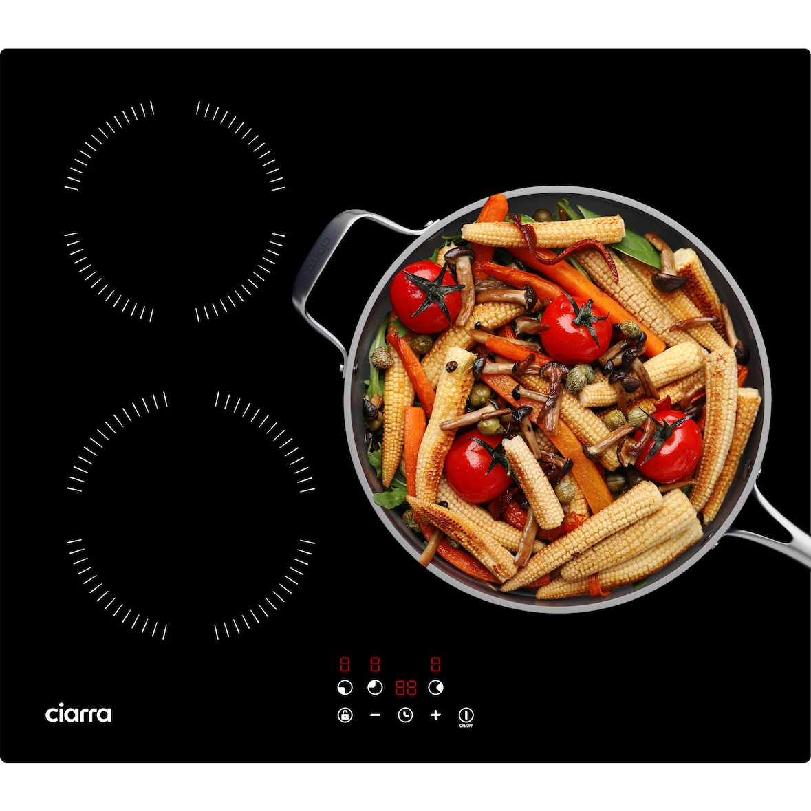CIARRA Placa de inducción de 60 cm, placa de inducción integrada de 3 zonas con temporizador VM3BIH-A