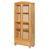thumbnail of Möbilia Vitrine | 2 Türen mit Glaseinsatz, 1 Schubladen | Kiefer-Holz massiv | B 85 x T 35 x H 189 cm | natur | 19020026 | Serie VITRINE