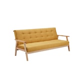 thumbnail of SalesFever Schlafsofa mit Armlehnen | 3 Funktionen | Bezug Strukturstoff | Gestell Massivholz Eukalyptus | B 190 x T 85 x H 81 cm | senfgelb