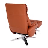 thumbnail of Relaxsessel mit Hocker HWC-K98, Fernsehsessel Sessel, Liegefunktion drehbar, Metall Echtleder/Kunstleder ~ braun