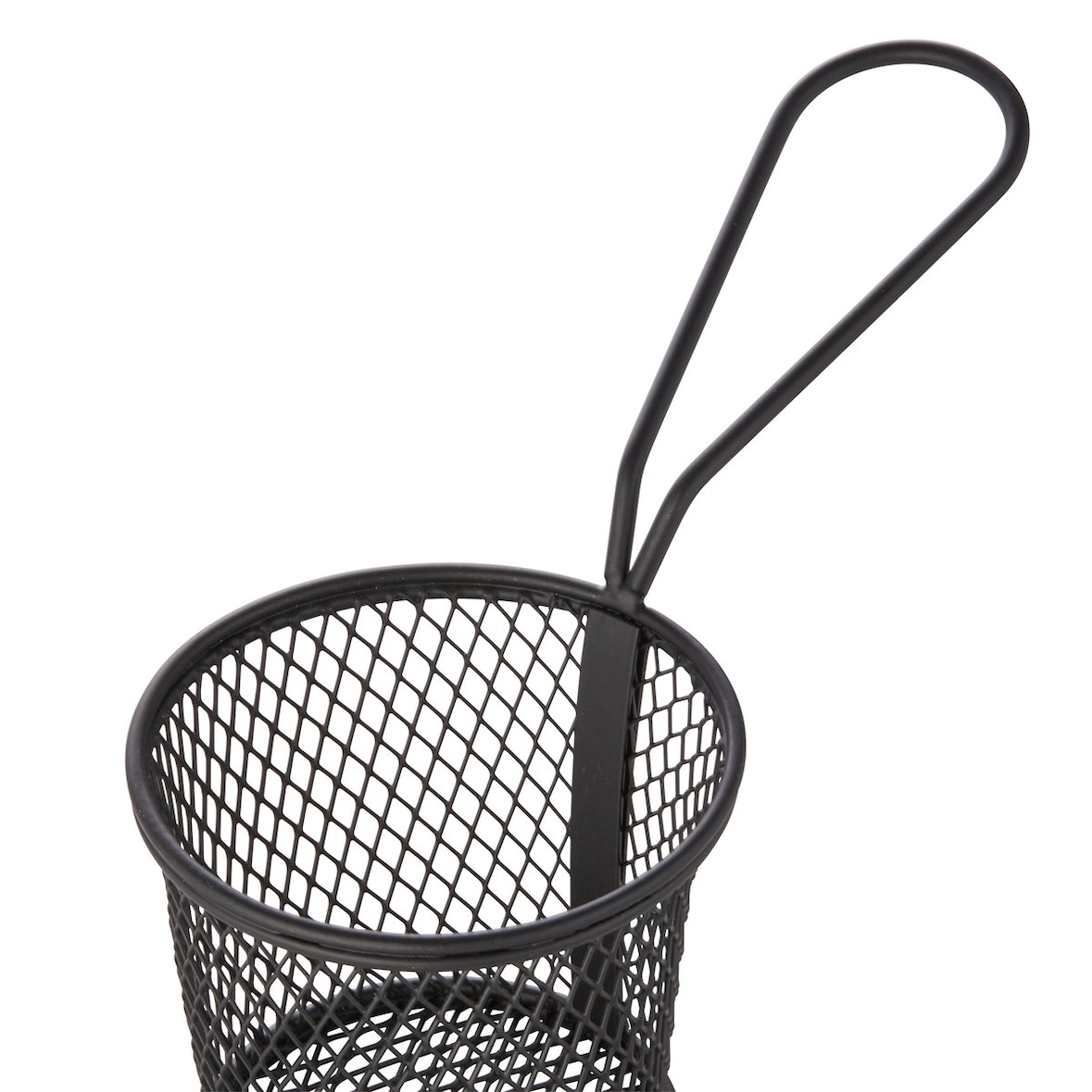 Servier- und Frittierkorb, Ø 9,5 cm, Höhe 8,5 cm, schwarz pulverbeschichtet, Chromnickelstahl