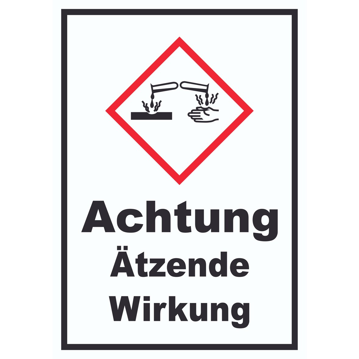 Schild Ätzende Wirkung Ätzwirkung hochkant A3 (297x420mm)