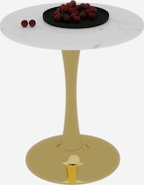 thumbnail of Couchtisch Rund Gold+Weiß 72x70x70 cm Kunstmarmor Tisch mit hoher Basis, minimalistisches Mid Century Design, vielseitig als Sofa und Beistelltisch
