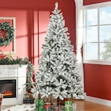 thumbnail of Árbol de Navidad Artificial 225 cm con Nieve Ignífugo con 1300 Ramas Hojas PVC Apertura Automática Base Plegable Soporte Metálico Decoración Navideña