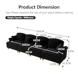 thumbnail of Sofa 4-Sitzer Mid-Century-Chenille Schwarz 350x83x93 cm mit abnehmbarem Rüschenschürze und komfortablen Sitz