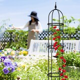 thumbnail of Relaxdays Rankhilfe Obelisk, 2er Set, 130cm hoch, Ranksäule für Kletterpflanzen, Metall, freistehend, Rosenturm, schwarz