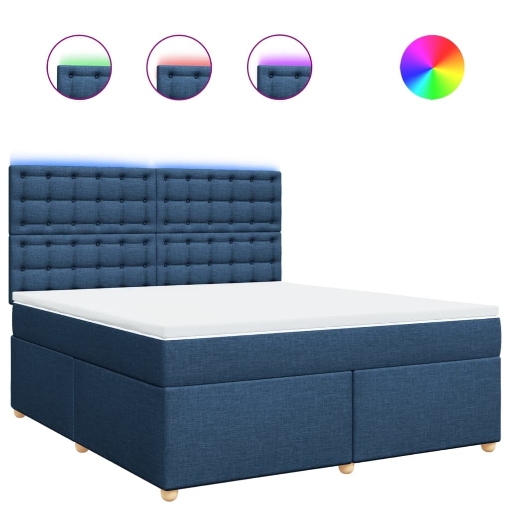 vidaXL Boxspringbett mit Matratze Blau 180x200 cm Stoff