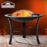 thumbnail of GARDEBRUK® Feuerschale mit Funkenschutz Schürhaken Abdeckung Rost Mosaik Rund 76cm Stahl Feuerstelle Feuerkorb Grill