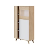 thumbnail of Dmora Vetrina Atlanta, Vetrinetta moderna a 3 ante, Credenza da soggiorno o salotto, Madia alta con ripiani, 77x33h142 cm, Rovere e Bianco