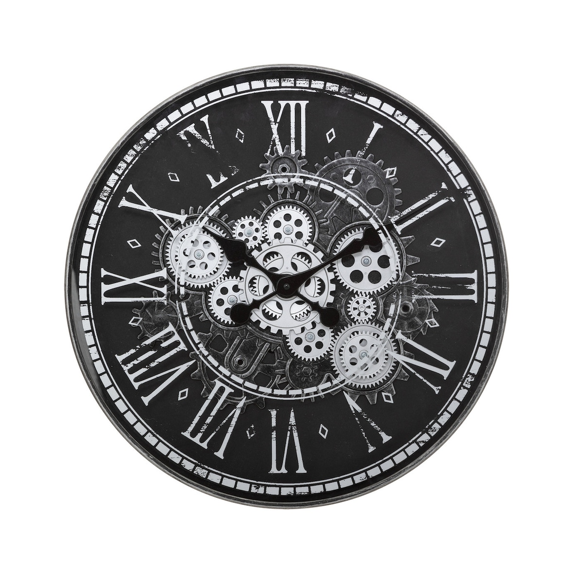 Pendule murale style rétro aspect vieilli D 50.8 cm