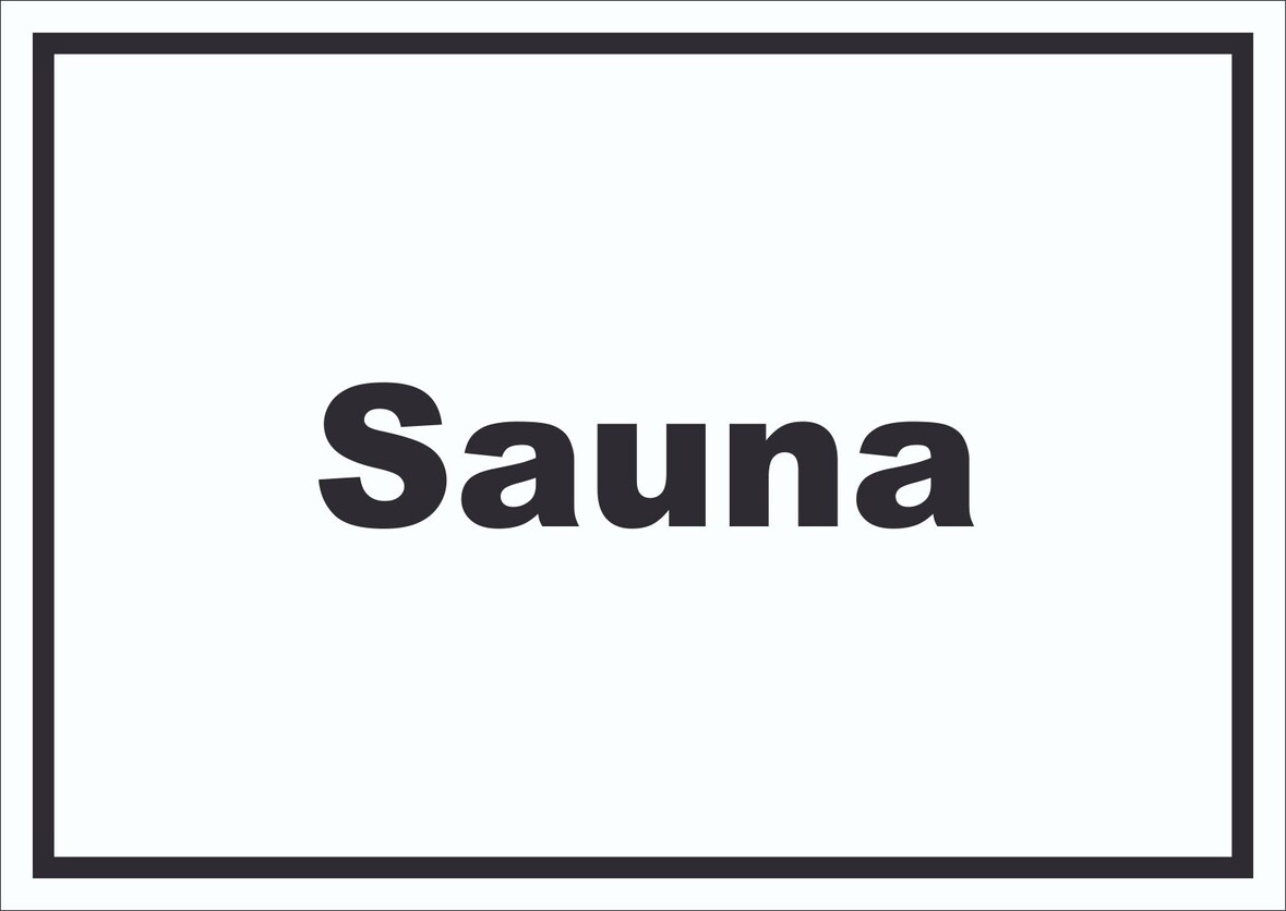 Sauna Schild mit Text Erholung Entspannung waagerecht A3 Rückseite selbstklebend