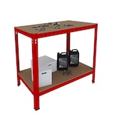 thumbnail of Banco Tavolo Da Lavoro Senza Bulloni In Acciaio Metallo e MDF Portata Fino 550 Kg 2 Ripiani Regolabili Garage Officina Cantina 90 x 100 x 60 cm Rosso