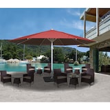 thumbnail of Sonnenschirm Meran II, Gastronomie Marktschirm, Ø 5m Polyester/Alu Mast weiß 28kg ~ rot mit Ständer