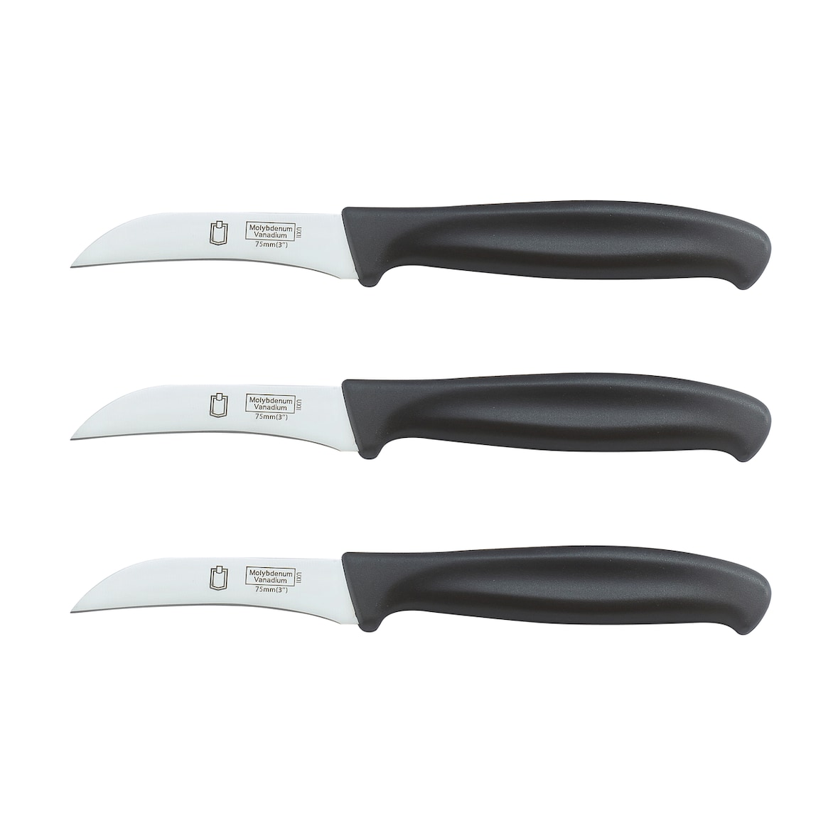 METRO PROFESSIONAL Cuchillo pelador Utility knives, acero inoxidable, 7,5 cm, negro, 3 unidades