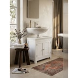 thumbnail of Design Waschbeckenunterschrank WL1.350 Badunterschrank mit 2 Türen Weiß, Kleiner Schrank Badezimmer 57 cm Breit, Badschrank Waschbecken Stehend, Bad