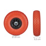 thumbnail of Relaxdays 2x Sackkarrenrad, 3.00-4 Zoll, 260 x 85 mm, pannensichere Vollgummireifen, 20mm Achse, bis 80 kg, rot-schwarz