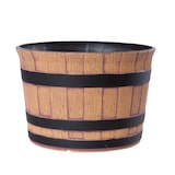 thumbnail of Jinfa Blumenkübel aus Kunststoff im Eichenfass-Design | hellbraune Holzoptik Stil 2 | Ø 36cm x 25cm