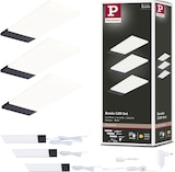 Drei rechteckige LED-Leuchten mit schwarzem Rand.
