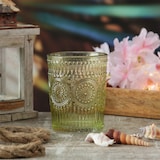 thumbnail of Trinkglas grün 280ml Wasserglas Saftglas Vintage Boho Blumenmuster