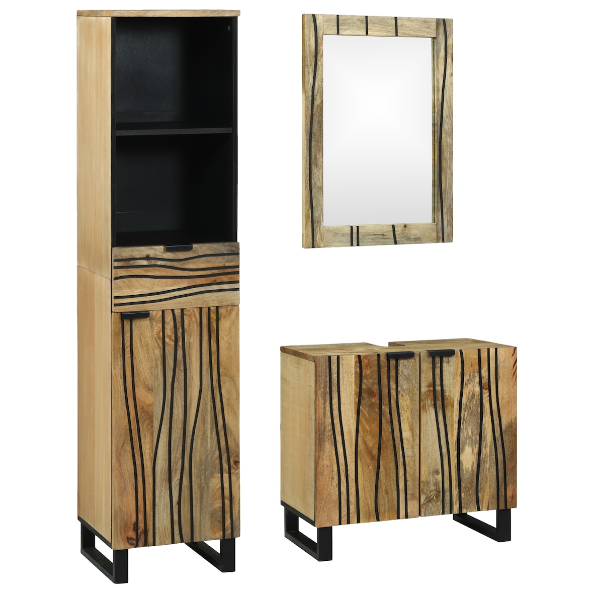 vidaXL Badezimmermöbel Set mit Schubladen 3 pcs Braun 38 x 33 x 160 cm