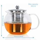 thumbnail of Intirilife Teekanne mit Filter in KLAR - 800ml Glaskanne aus Borosilikatglas mit Siebeinsatz für heiße und kalte Getränke, Tee, Kaffee, Wasser