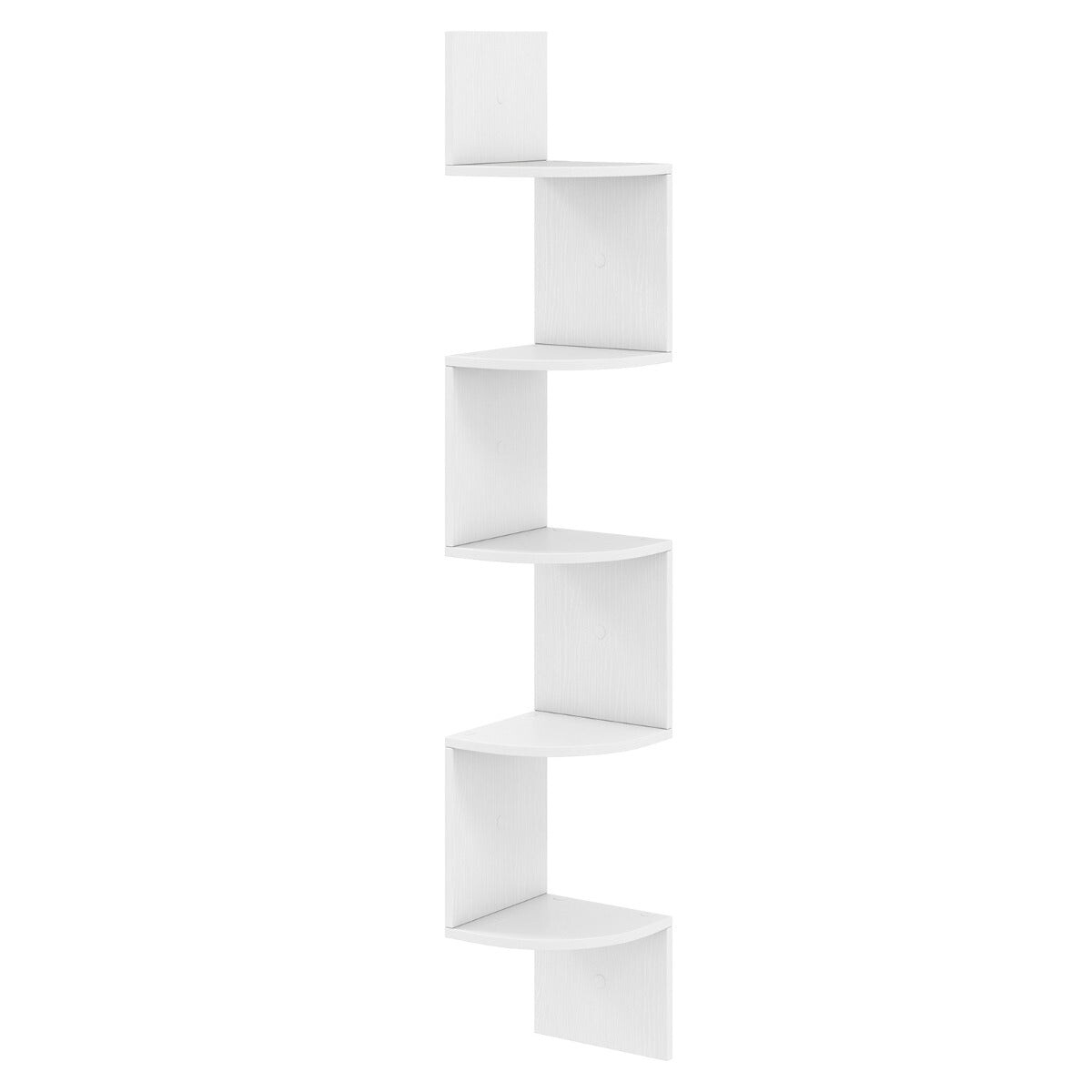 Helloshop26 - Schwebendes Eckregal 20 x 20 x 126 cm 5-stufige vertikale Aufbewahrungseinheit modernes Design aus weißem Holz 20_0014751