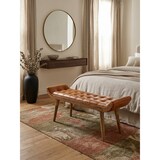 thumbnail of Sitzbank Echtleder / Massivholz Bank Braun 125x50x38 cm Chesterfield, Design Polsterbank Flur, Lederbank Bettbank 2 Personen, Flurbank