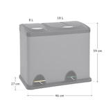 thumbnail of SVITA TC2Combo26 Küchen-Eimer 26Liter 8L+18L kombiniert doppelt Abfalleimer 2er-Mülleimer Mülltrennung Treteimer Grau