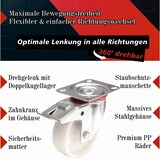 thumbnail of PRIOstahl Transportrollen 100mm Rollensatz 2 Bockrollen + 2 Lenkrollen mit Bremse Weiß Schwerlast