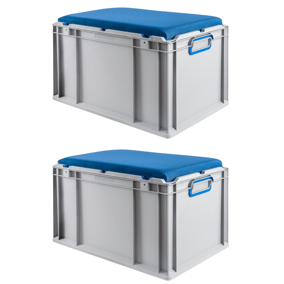 PROREGAL 2x Eurobox NextGen Seat Box Blau | HxBxT 36,5x40x60cm | 65 Liter | Griffe geschlossen | Eurobehälter, Sitzbox