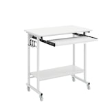 thumbnail of COSTWAY Escritorio con ruedas, bandeja para teclado, escritorio para ordenador que ahorra espacio, mesa para PC con estante inferior y ganchos.