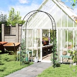 thumbnail of Outsunny arco de jardín de acero para rosas arco de boda diseño espiral corazón para plantas trepadoras para decoración patio 125x37x230 cm negro