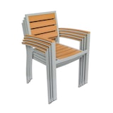 thumbnail of Terrassenstuhl Izola mit Armlehnen, Innen- und Outdorstuhl, Farbe Teak, Gestell Silber