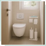 thumbnail of Relaxdays WC-Garnitur, Edelstahl, Ablage & Rollenhalter, freistehend, 3 in 1, HBT: 77x30x15cm, Toilettenbutler, schwarz